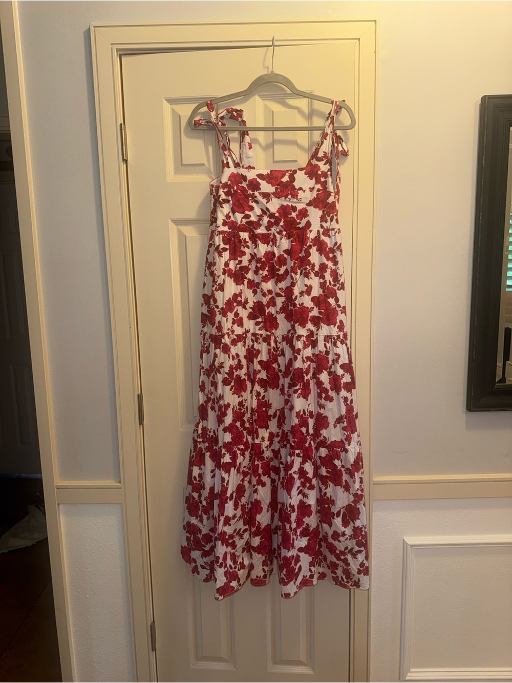 Buddy Love White Maxi Dress with Red Floral Print